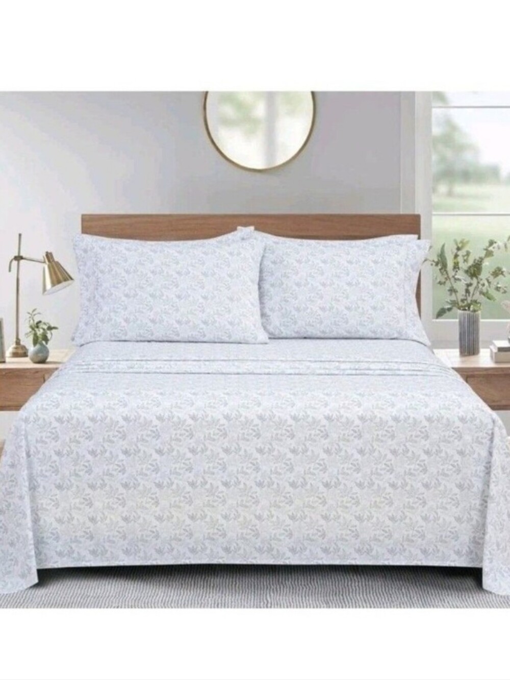 South Point Home Fashions Microfiber 6 Piece Sheet Set KING *Grey Leaf, New